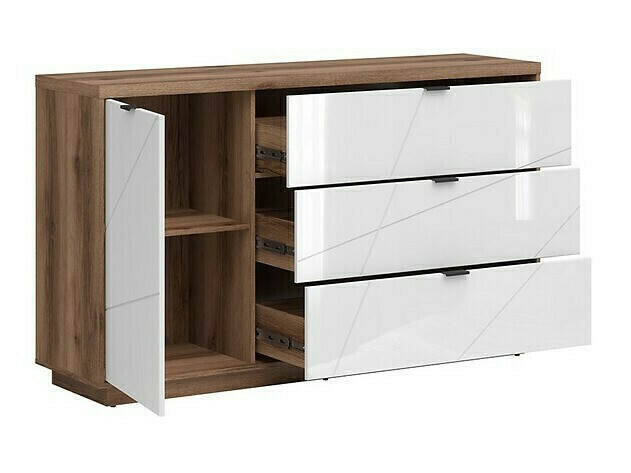 Living room set Fivale 110 (Dark Delano oak + Glossy white)