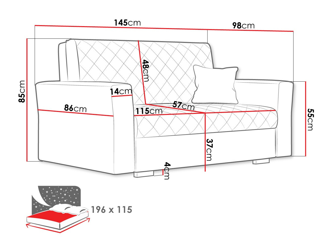 Sofa bed Clarona II (Zanzibar 190)