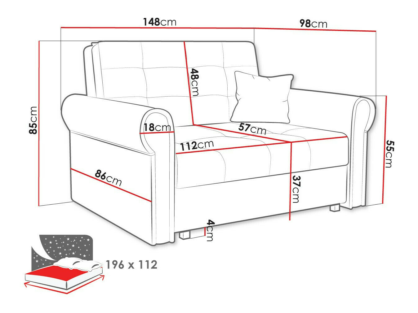 Sofa bed Aquala II (Mono 244)