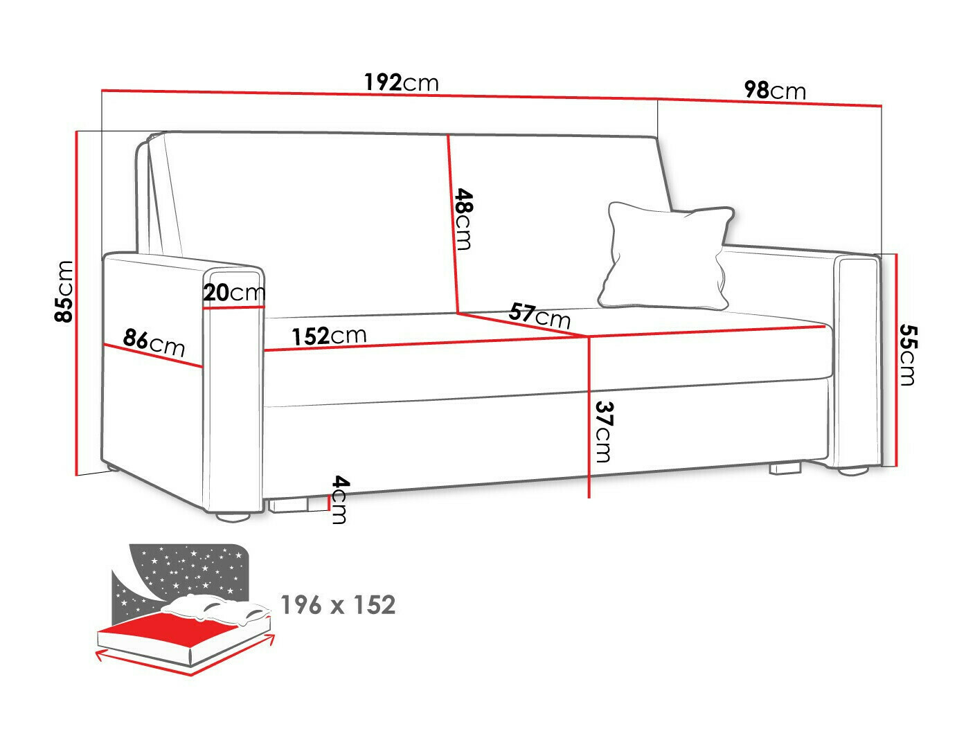 Sofa bed Clarlen IV (Poso 100)