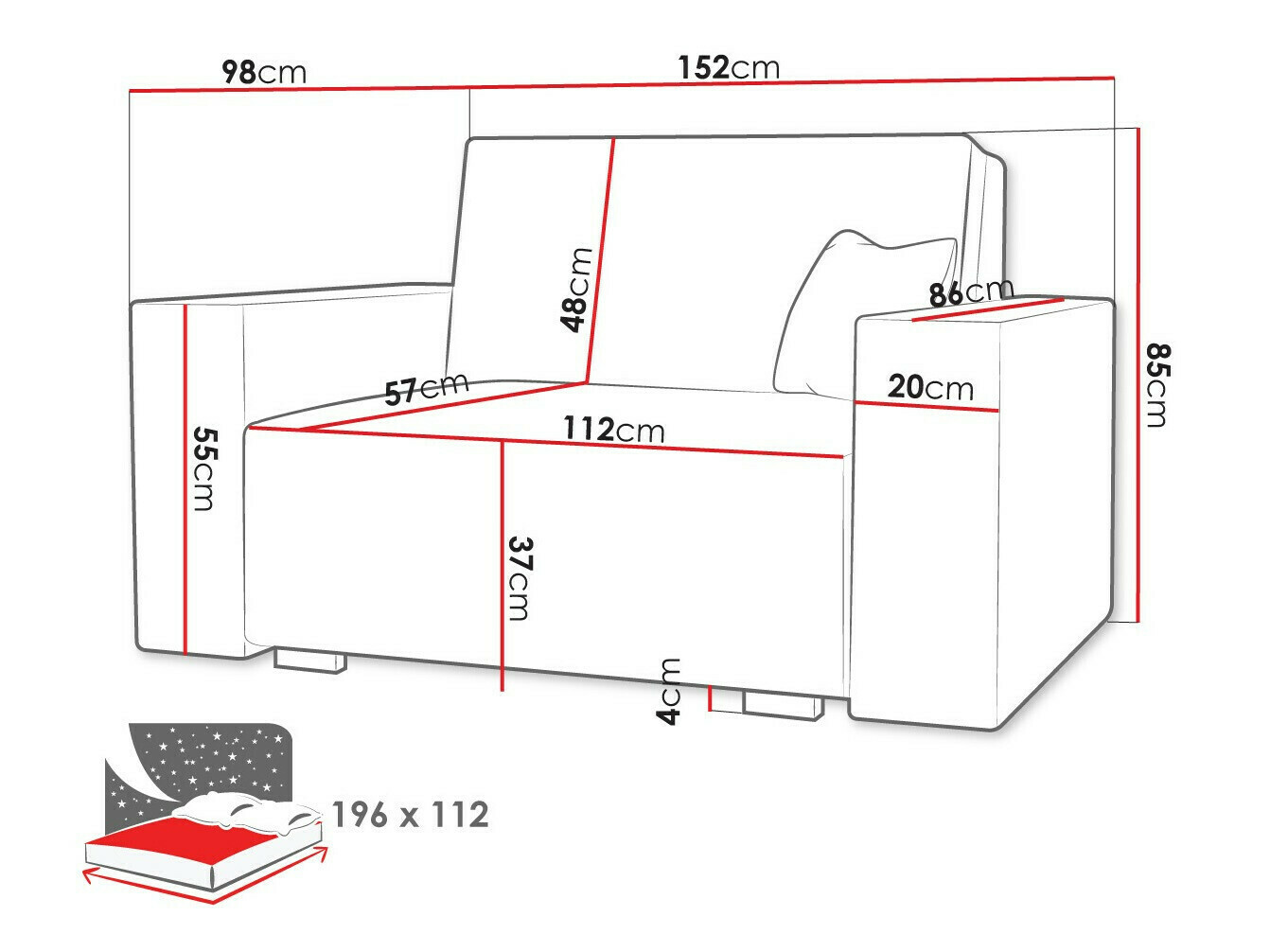 Sofa bed Serora II (Neve 80)