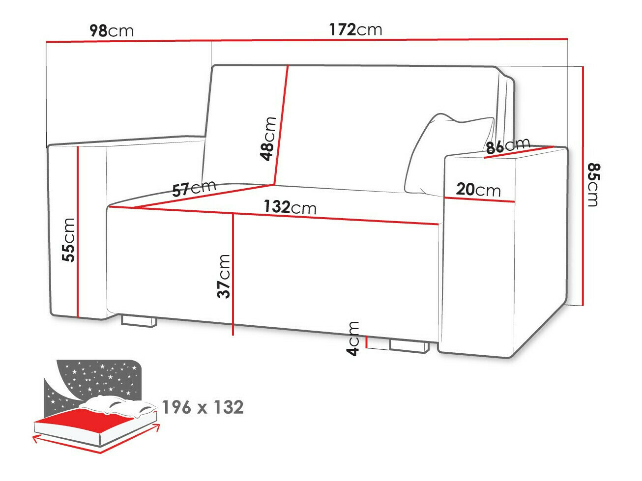 Sofa bed Serora III (Neve 77)