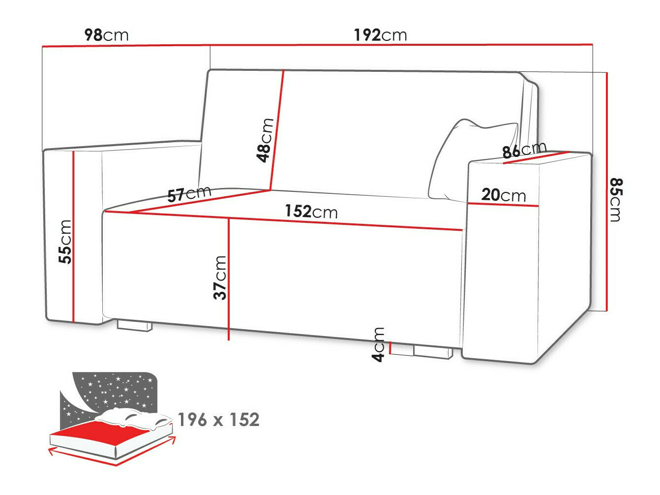 Sofa bed Serora IV (Neve 16)