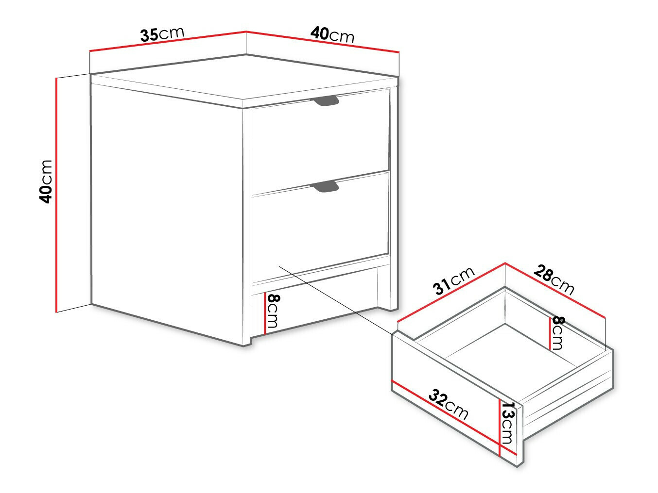 Bedside table Comfivo Papilio (White)