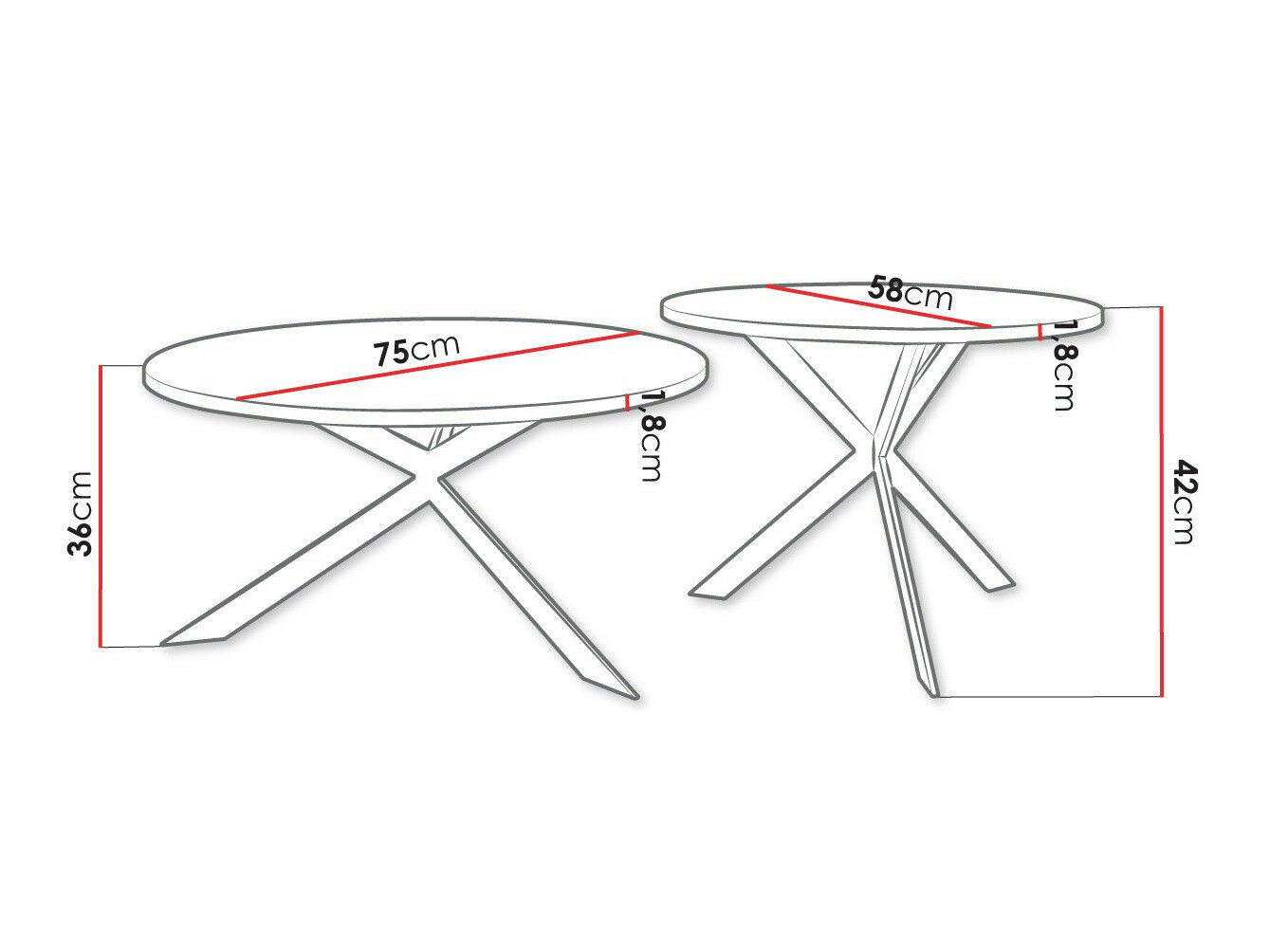 Nest of coffee tables Oswego 108 (White + Black)