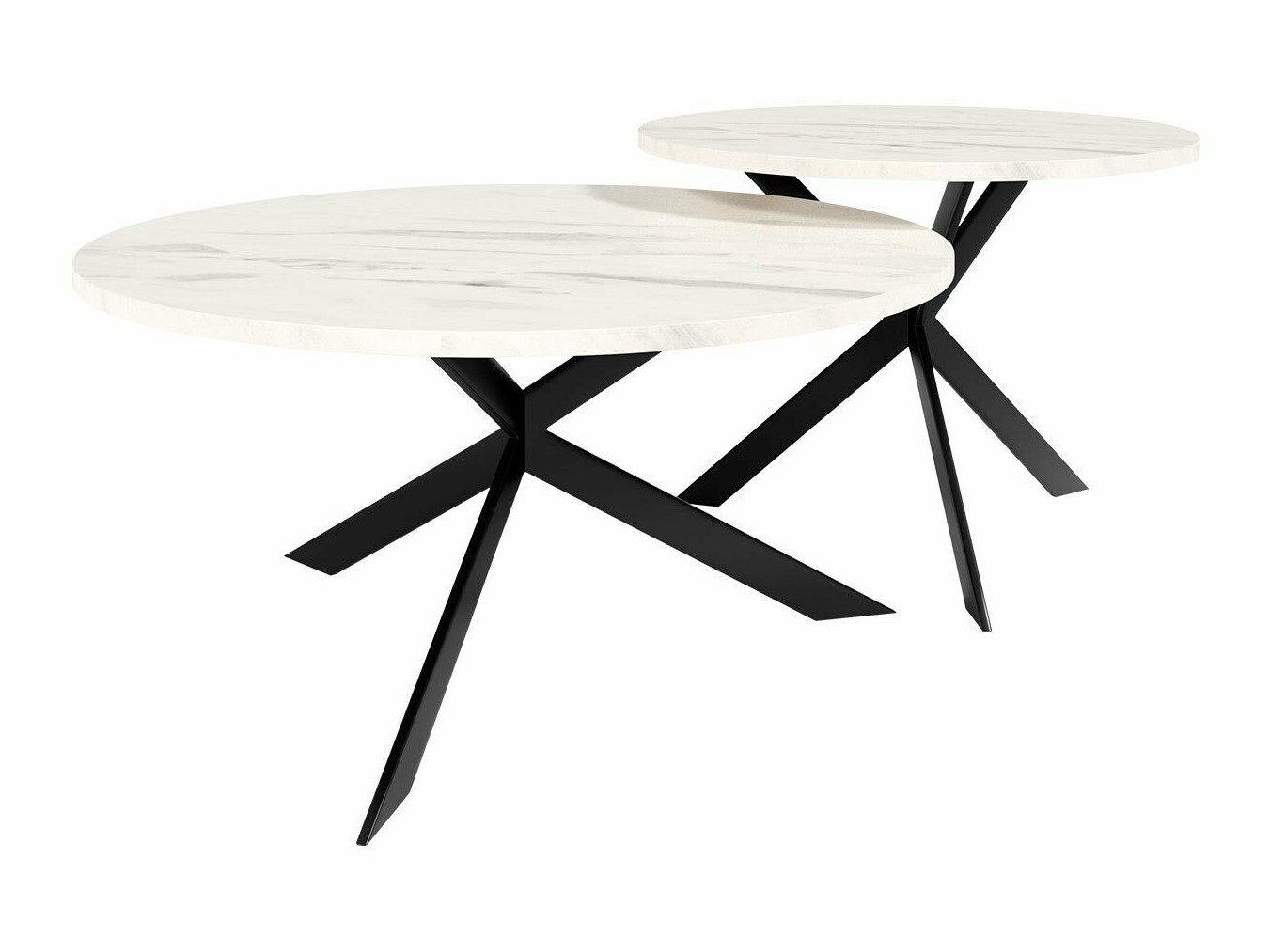 Nest of coffee tables Oswego 108 (White marble + Black)