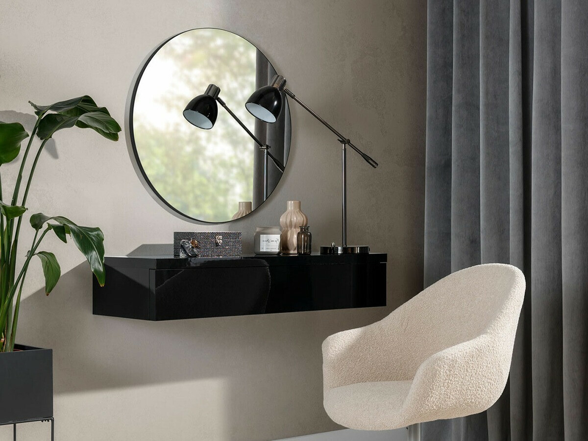 Dressing table Delpher (Black + Glossy black)