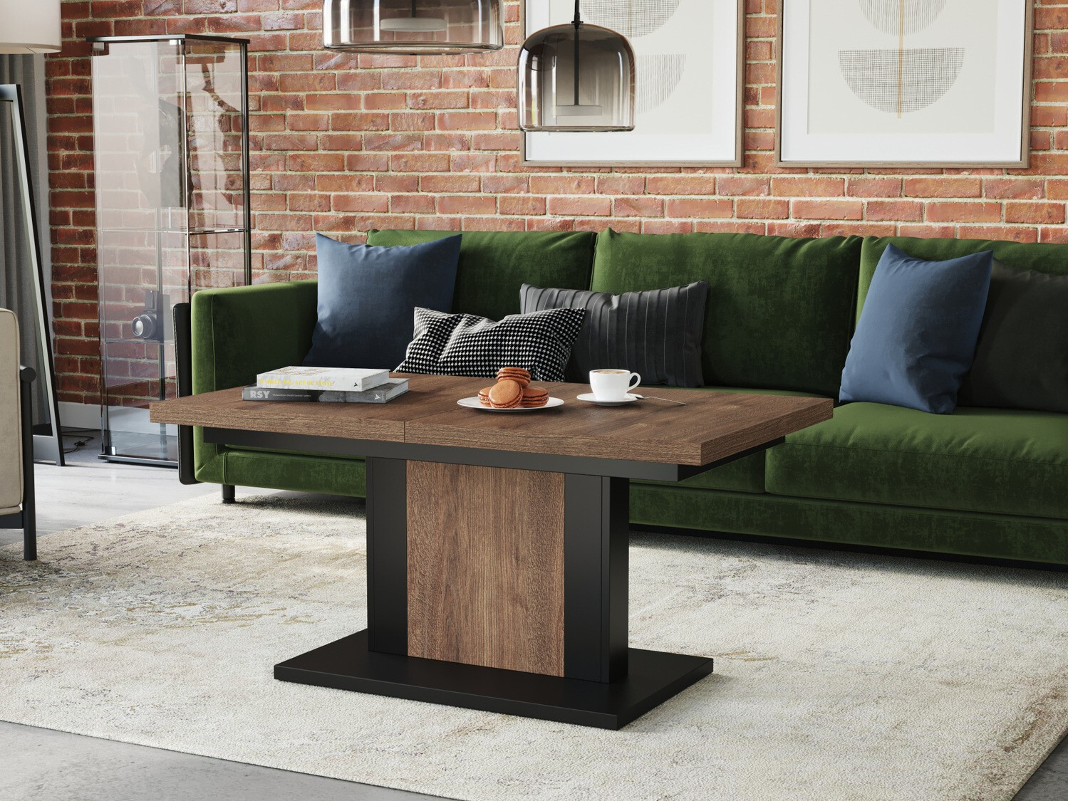 Transforming coffee table Glendale 103 (Dark oak + Black)
