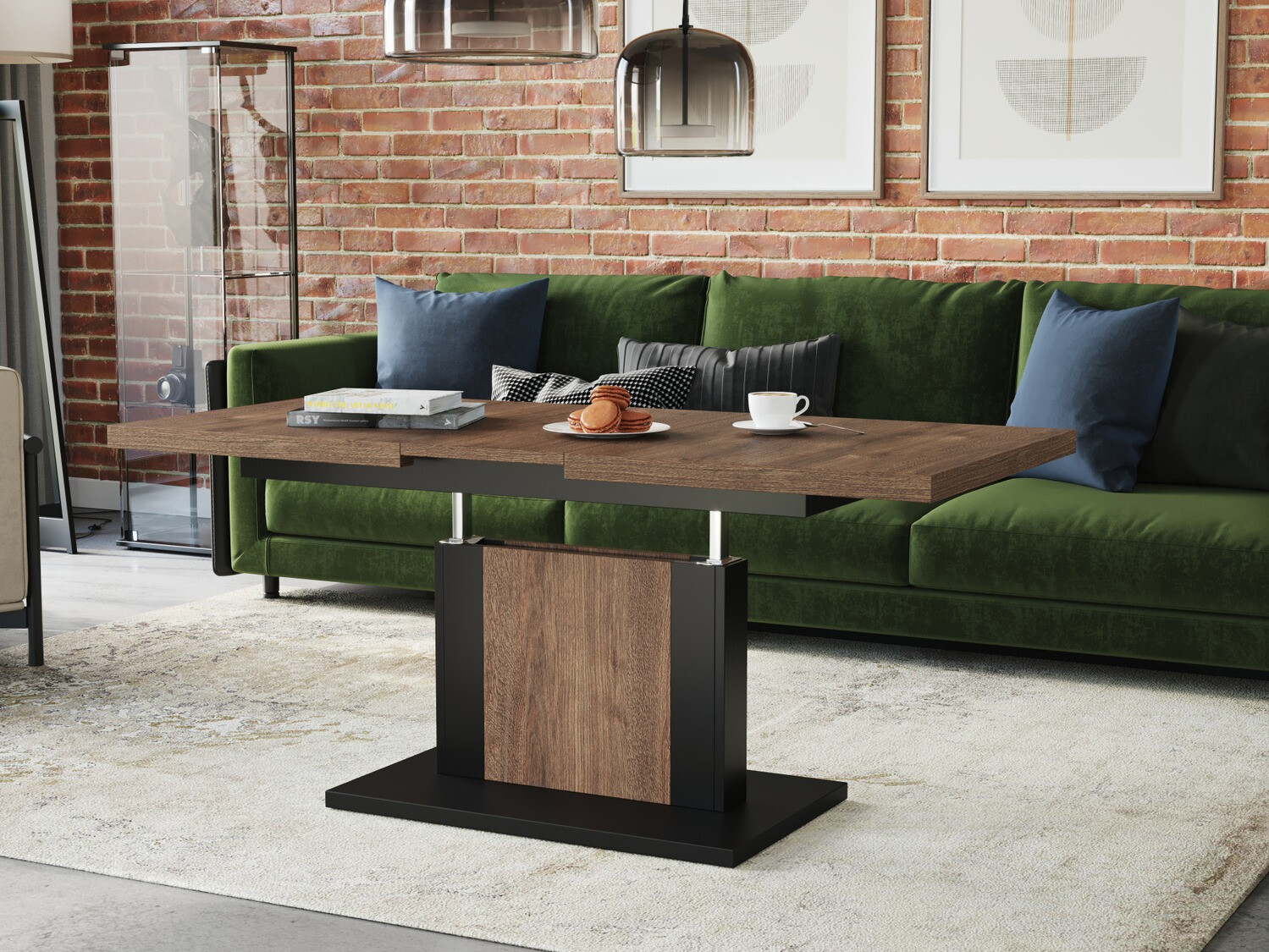 Transforming coffee table Glendale 103 (Dark oak + Black)