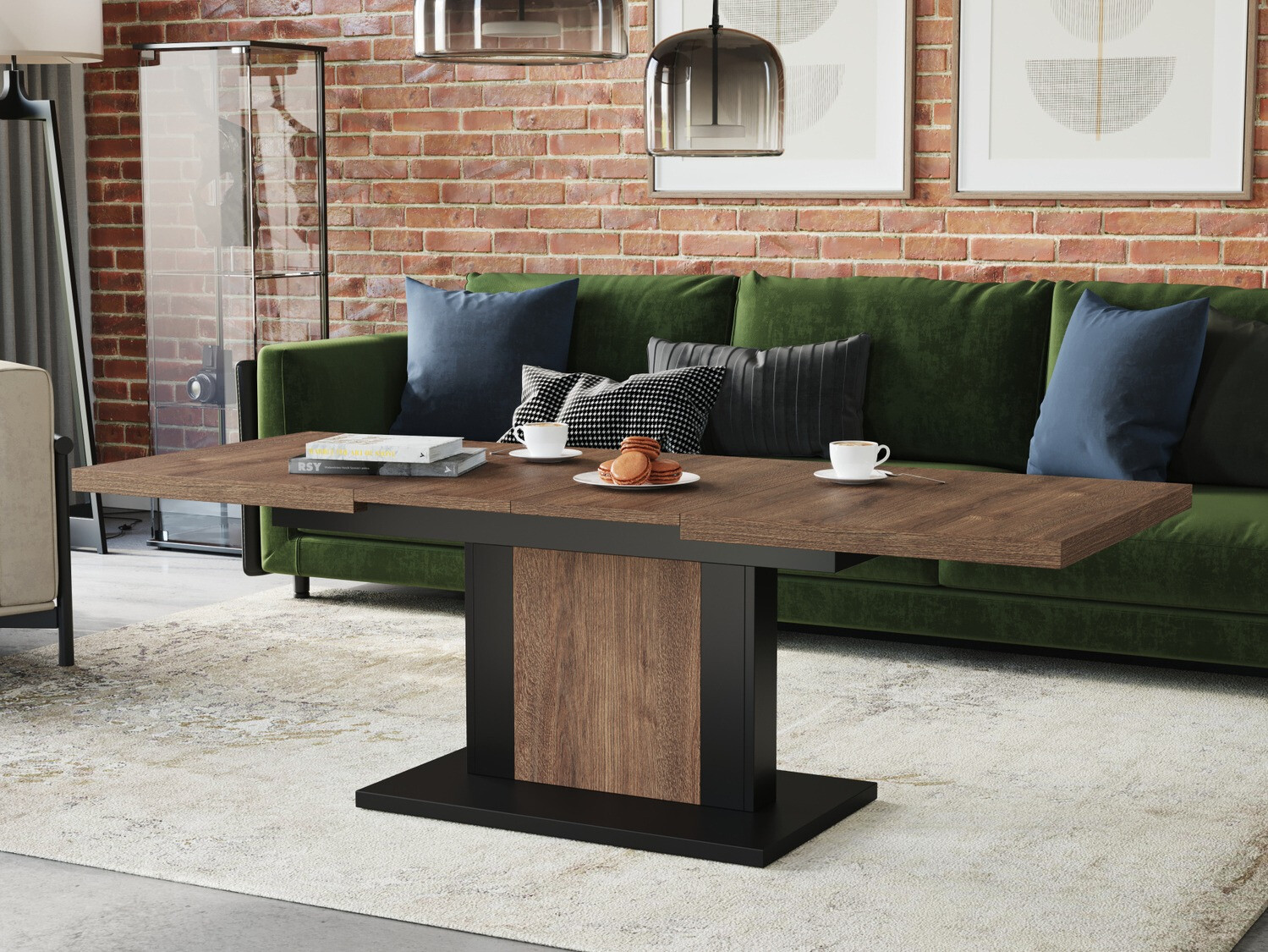 Transforming coffee table Glendale 103 (Dark oak + Black)