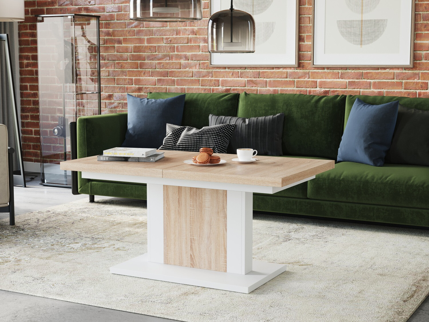 Transforming coffee table Glendale 103 (Sonoma oak + White)