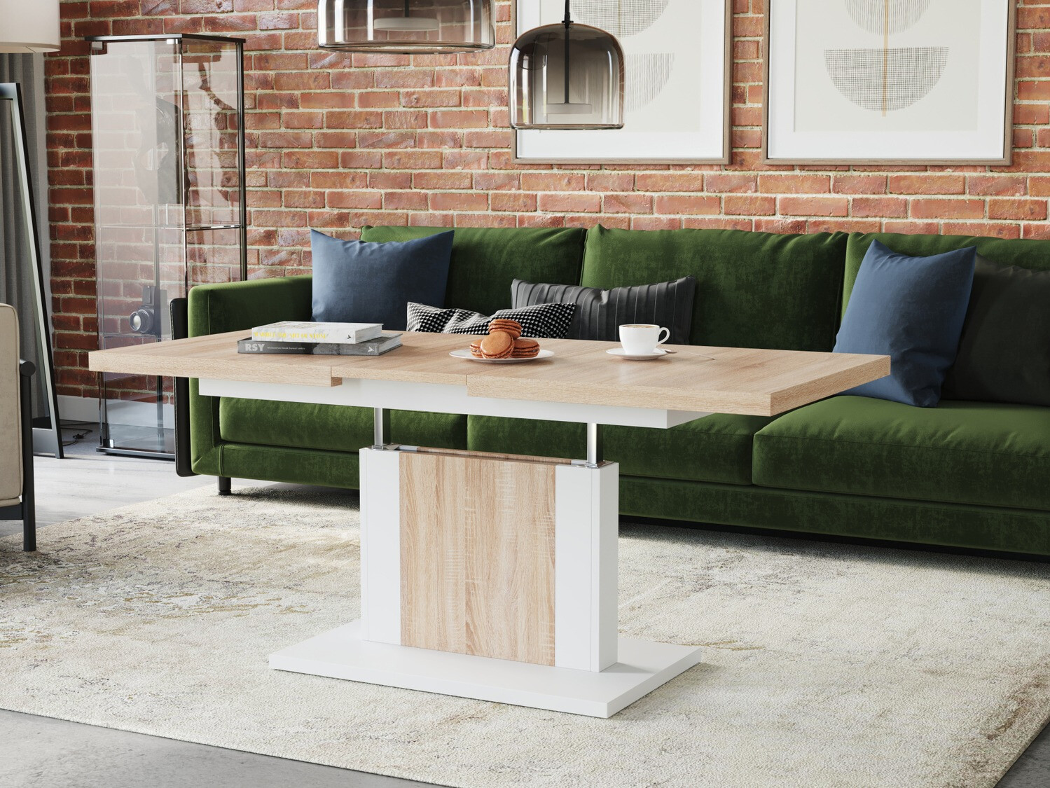Transforming coffee table Glendale 103 (Sonoma oak + White)