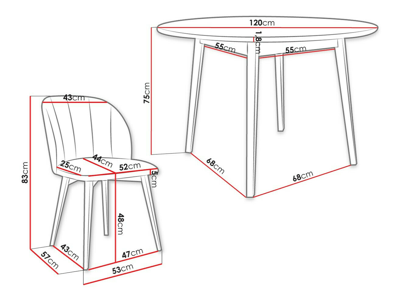 Dining set Racine 136 (Black)