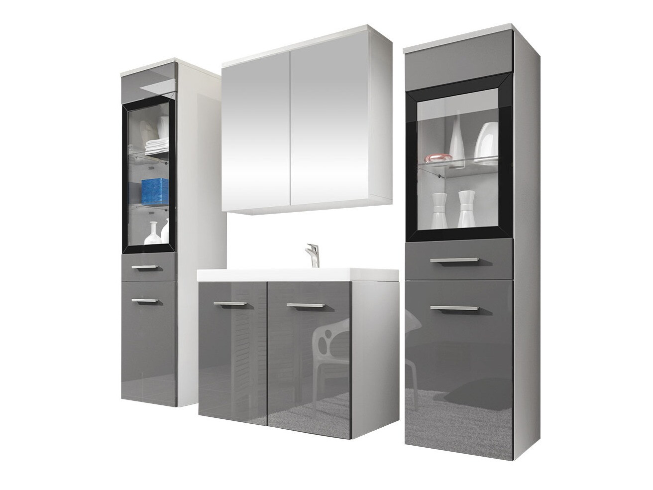 Bathroom set Scientia III (Gloss grey + White)