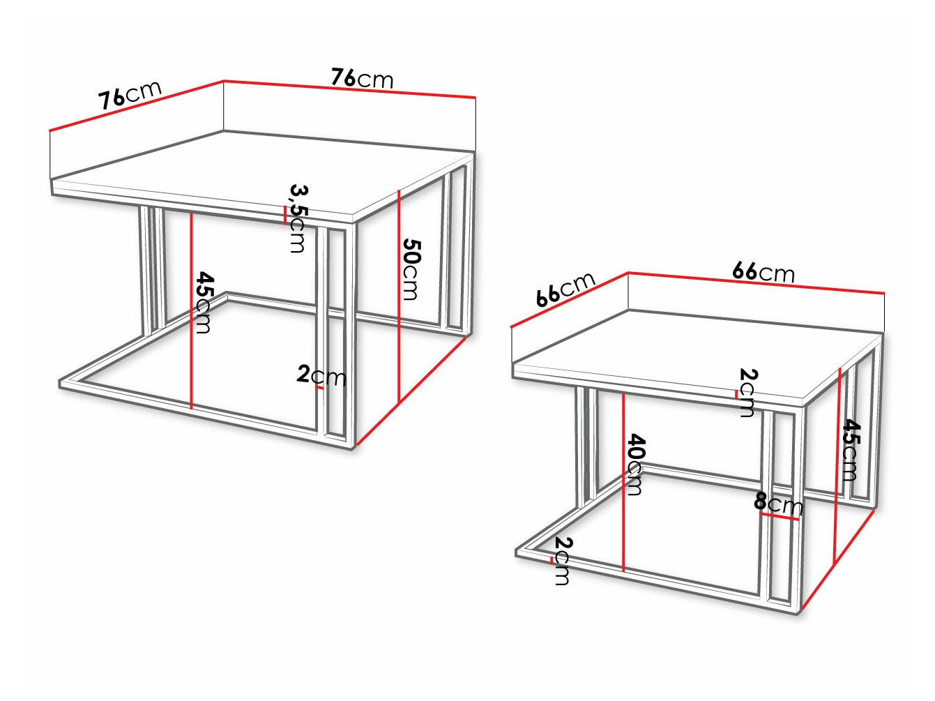 Nest of coffee tables Oswego 110 (White + Black)