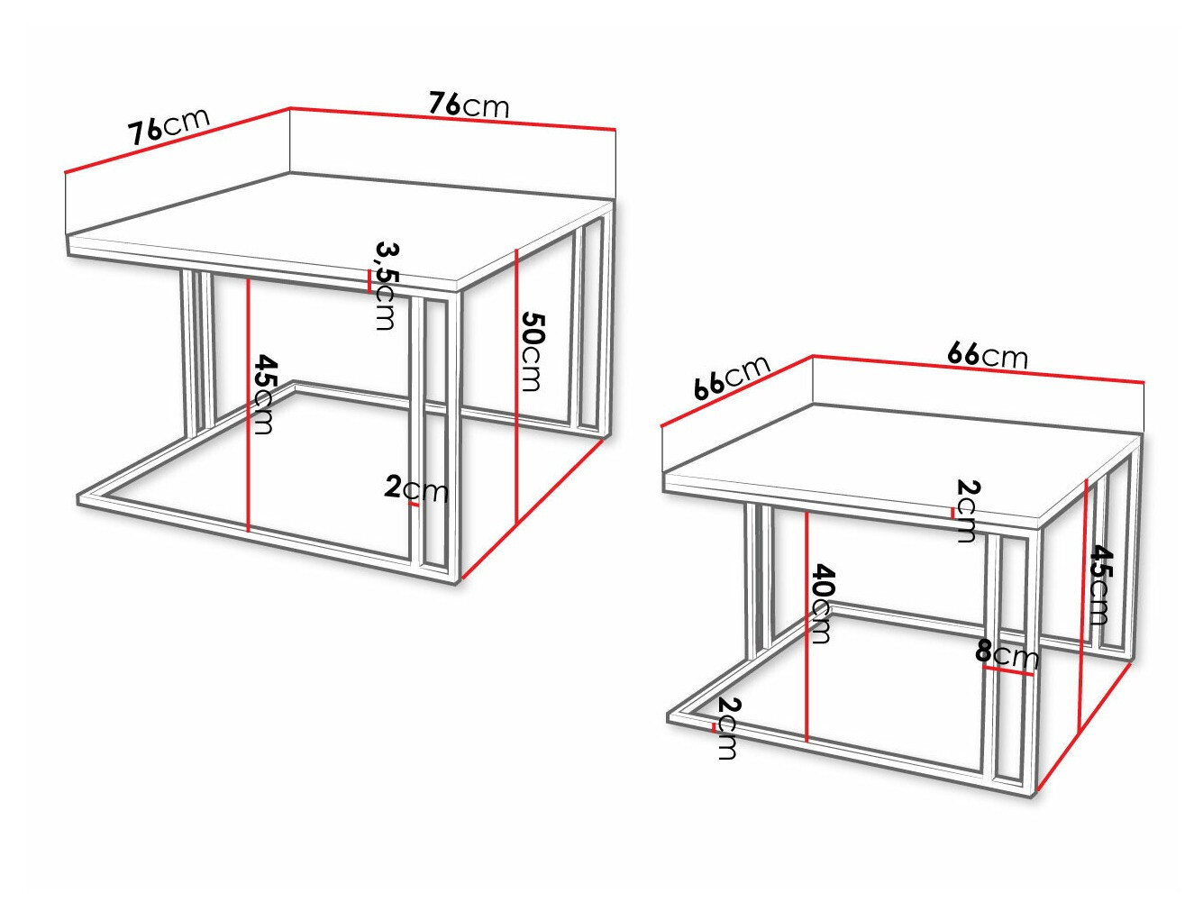 Nest of coffee tables Oswego 110 (White + Golden)