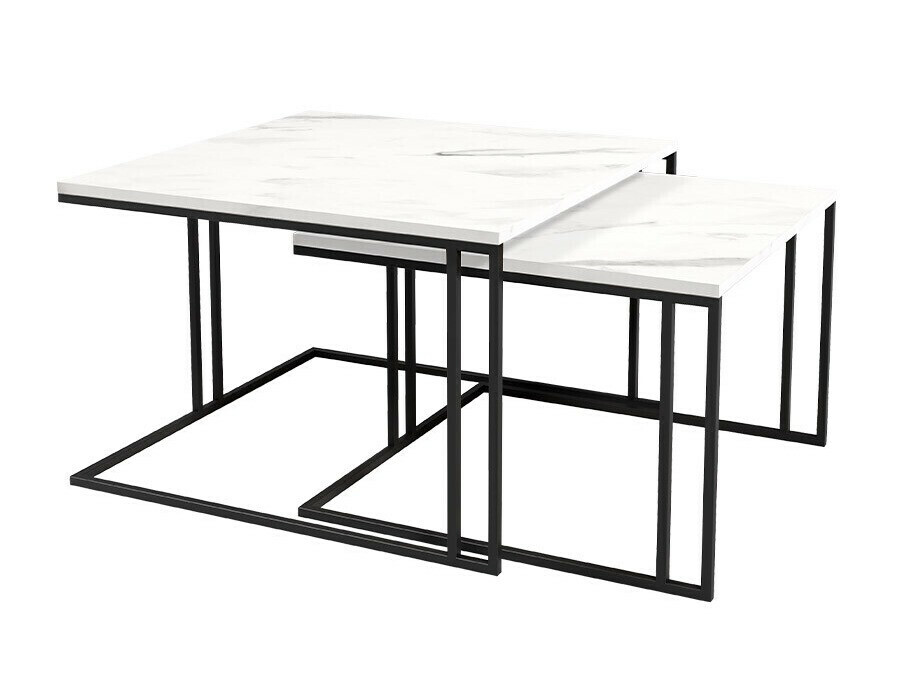 Coffee table set Oswego 110 (White marble + Black)