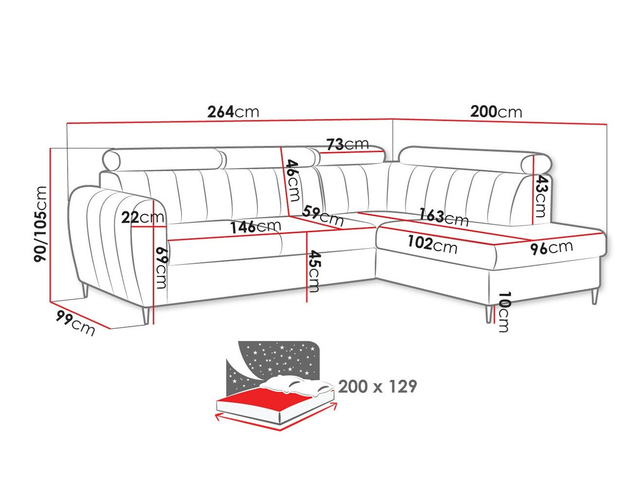 Corner sofa Temple 125 (Kronos 01)
