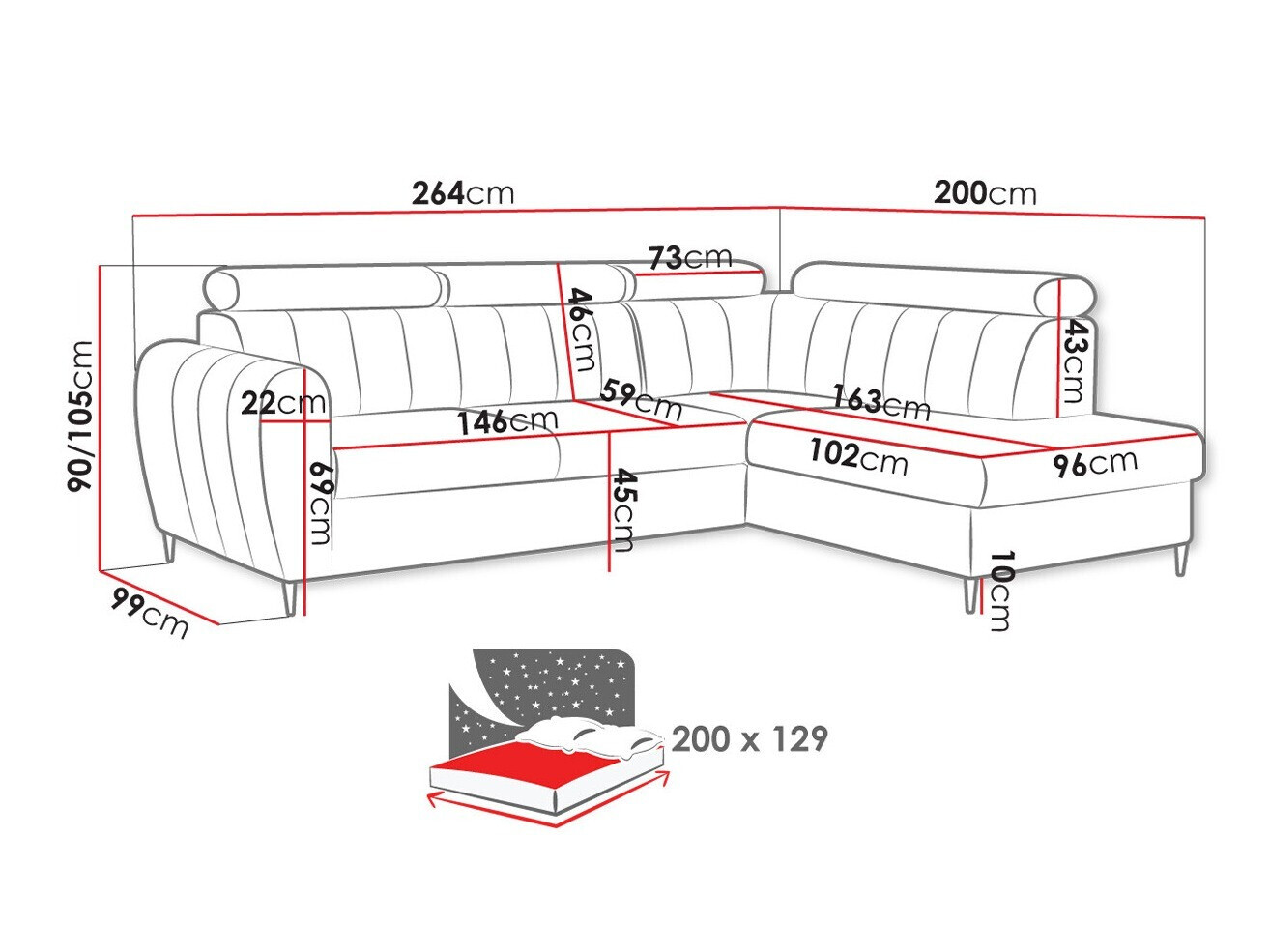 Corner sofa Temple 125 (Kronos 01)