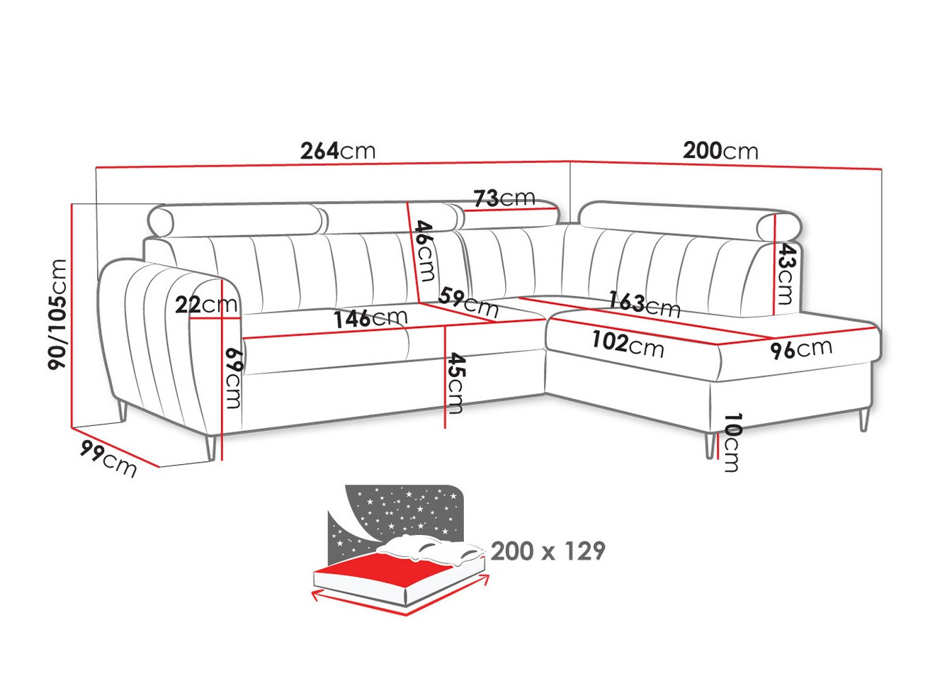 Corner sofa Temple 125 (Kronos 09)