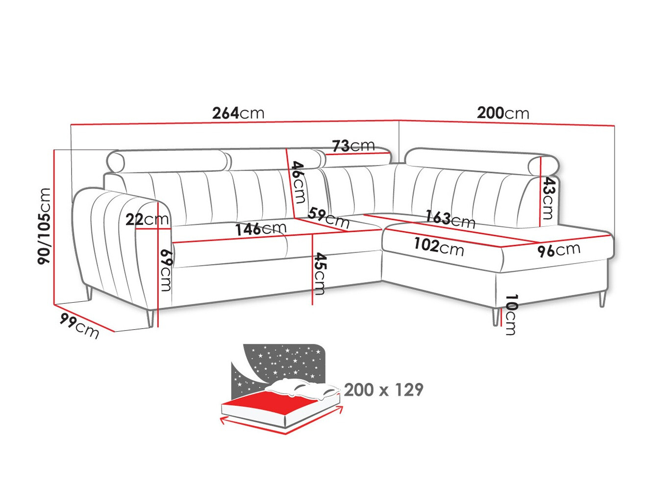 Corner sofa Temple 125 (Kronos 22)