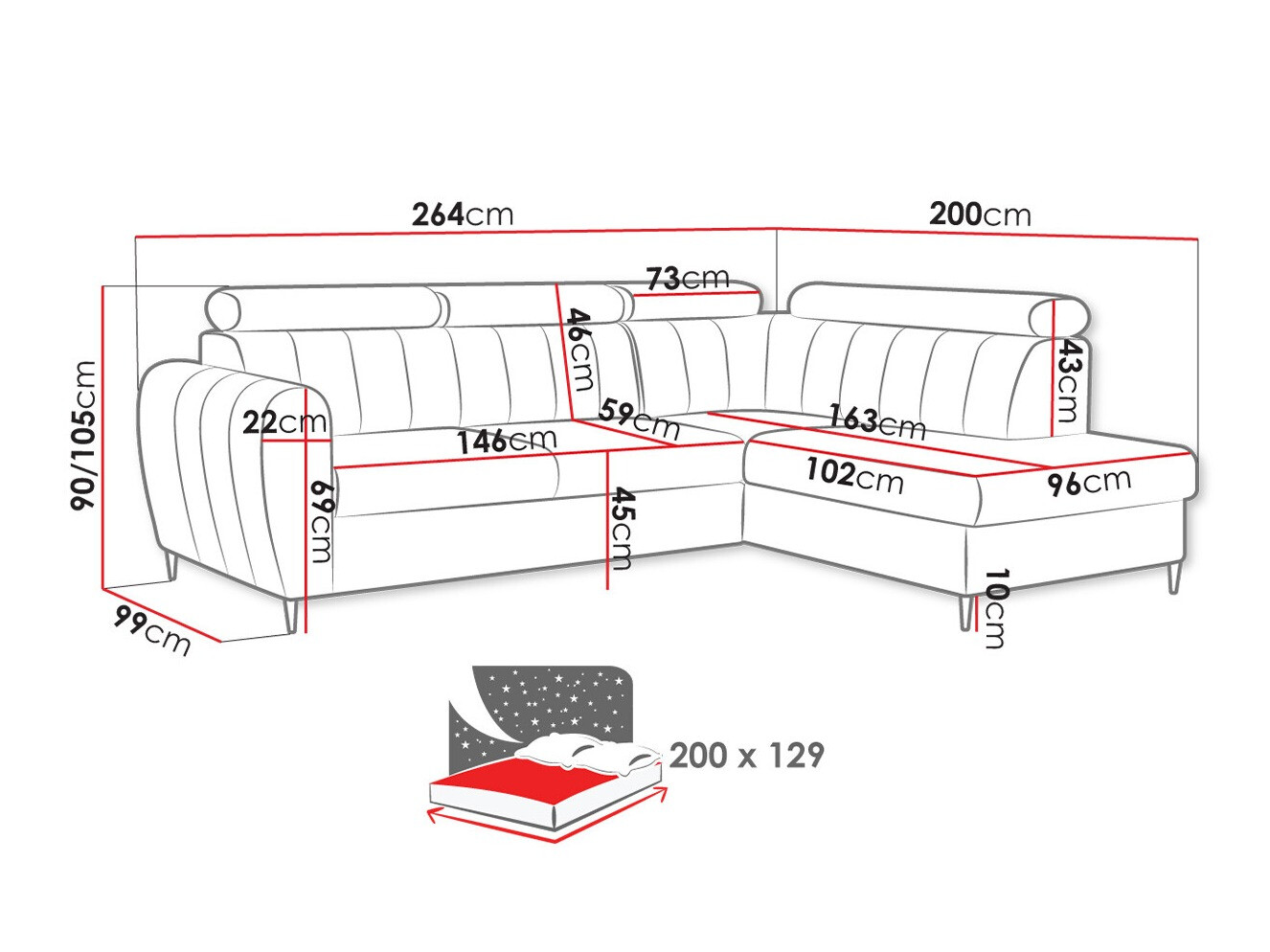 Corner sofa Temple 125 (Kronos 22)