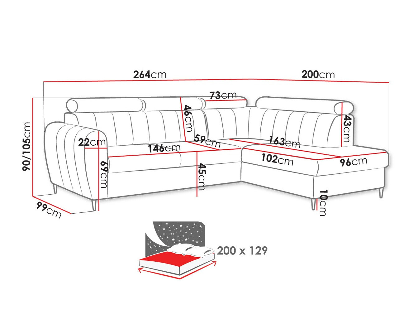 Corner sofa Temple 125 (Kronos 29)