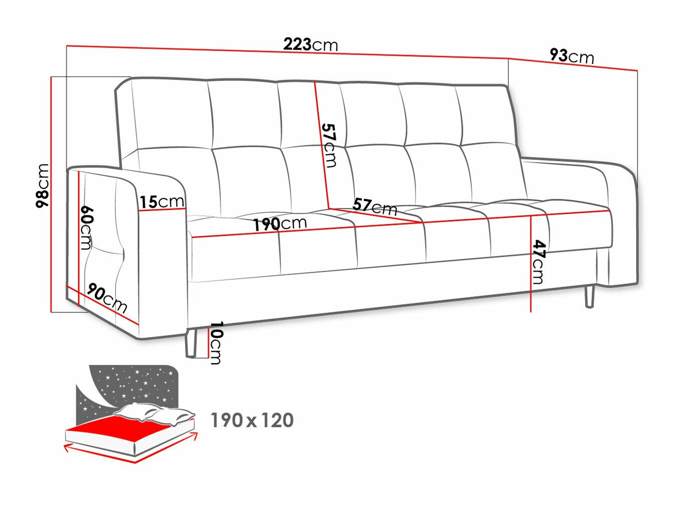 Sofa bed Edinburg 106 (Kronos 09)
