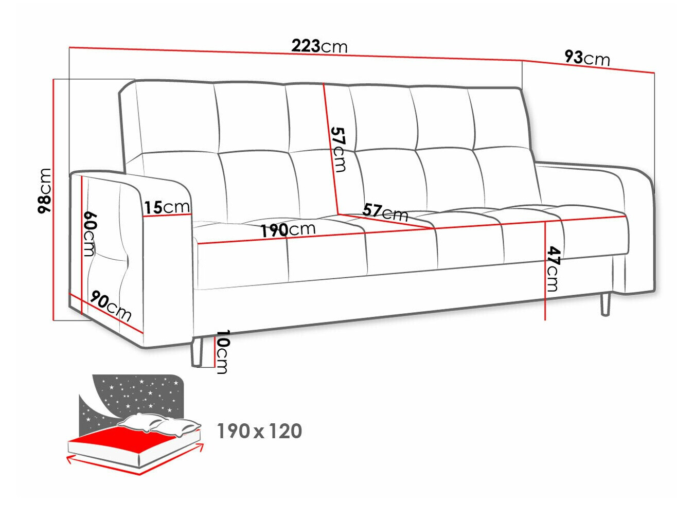 Sofa bed Edinburg 106 (Kronos 22)