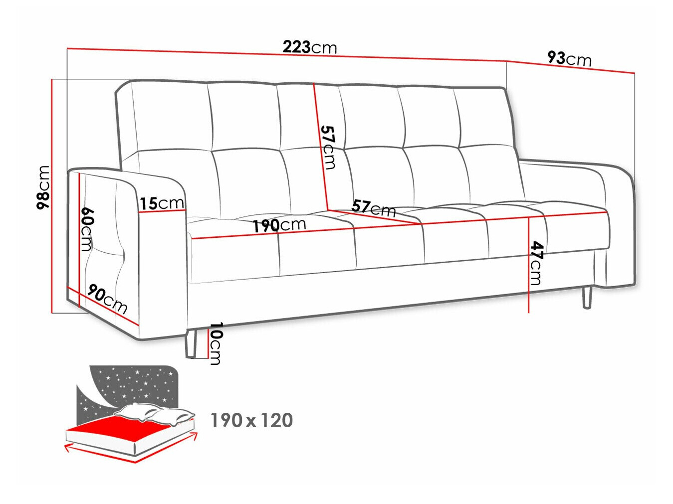 Sofa bed Edinburg 106 (Paros 02)