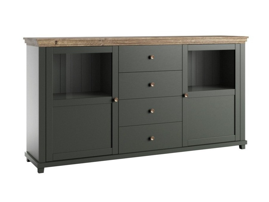 Chest of drawers Tolnue 103 (Dark green + Lefkas oak)