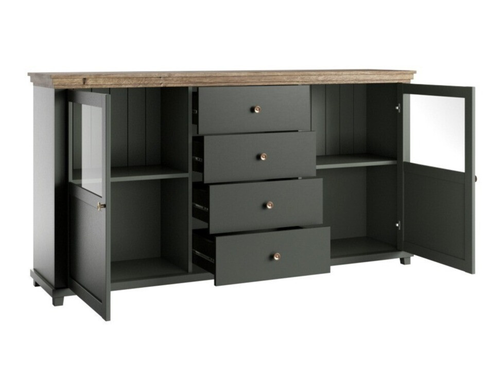 Chest of drawers Tolnue 103 (Dark green + Lefkas oak)
