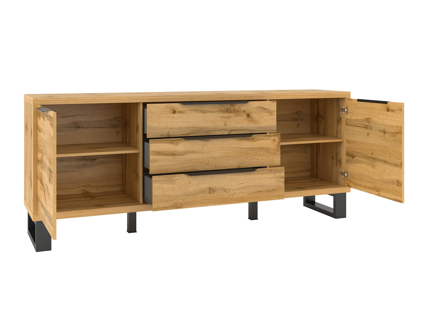 Chest of drawers Avicavu 102 (Wotan Oak + Black)