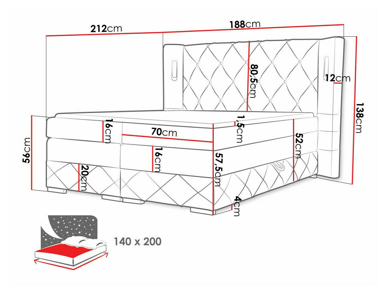 Continental bed Historia (Kameleon 59)
