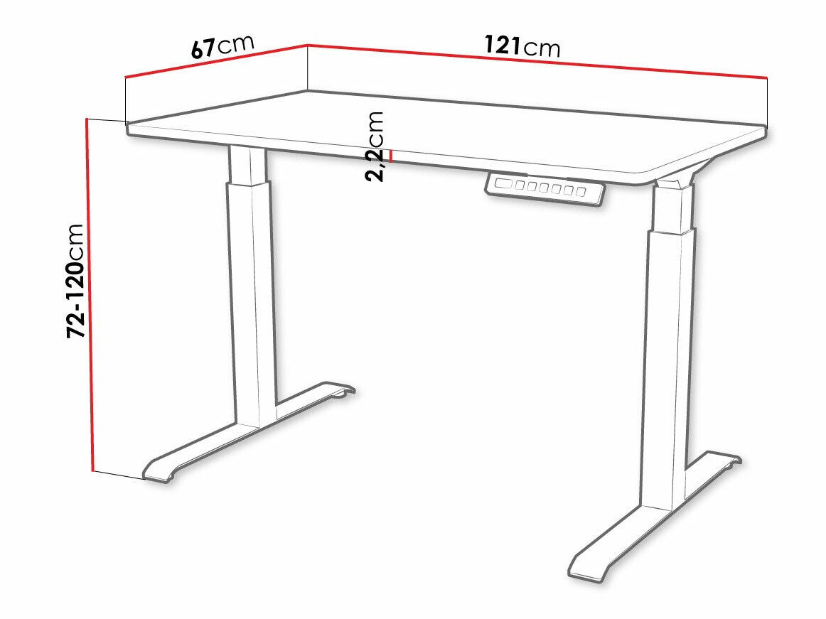 Height-adjustable desk Charlotte 194 (White + Black)