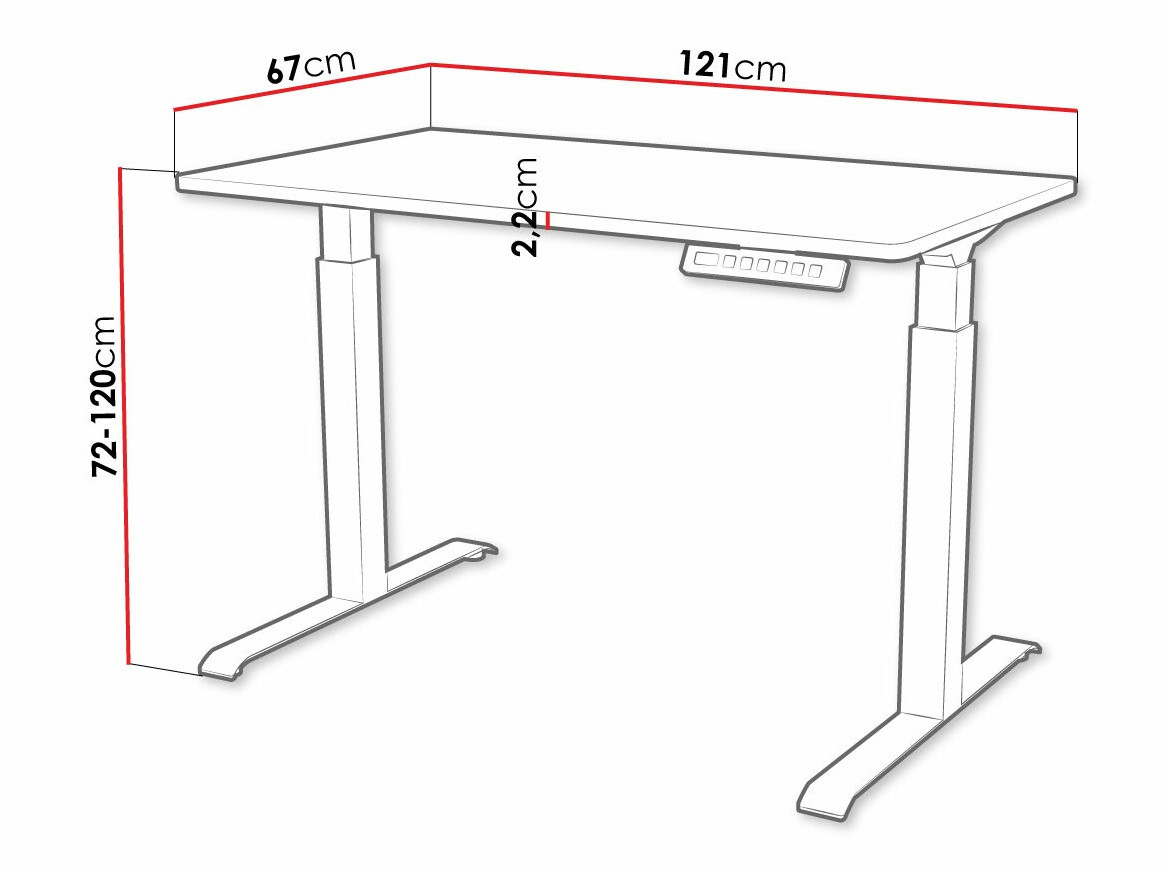 Height-adjustable desk Charlotte 194 (Wotan Oak + Black)
