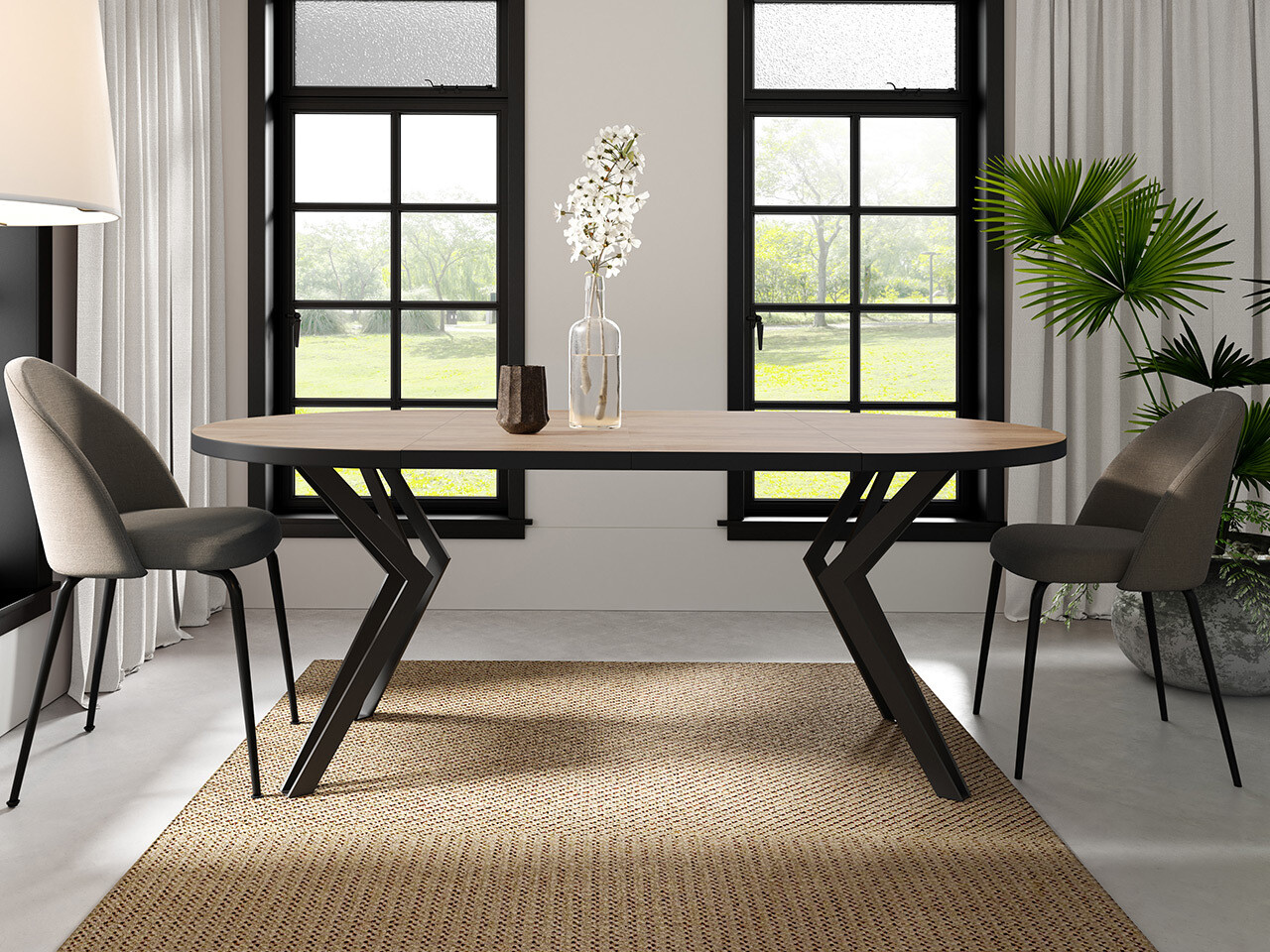 Table Oswego 111 (White marble + Black)