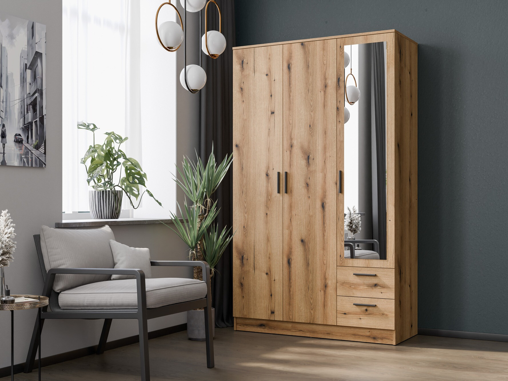 Wardrobe Orlando 222 (Light oak)
