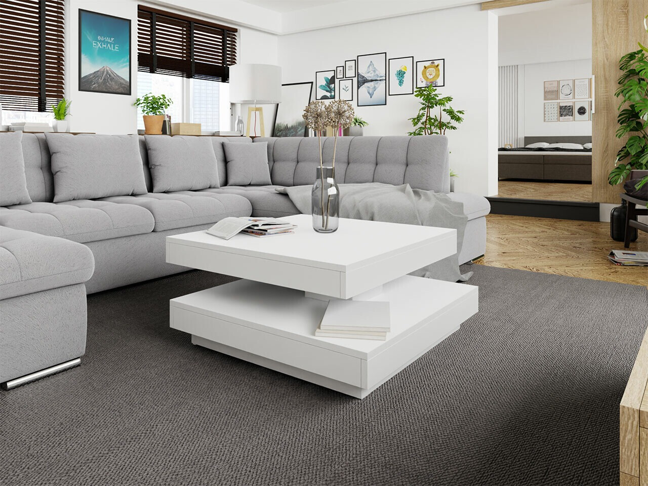 Transforming coffee table Comfivo Pisces (White)