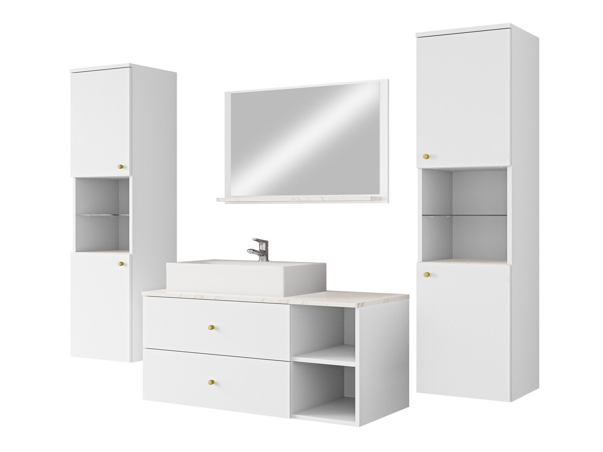Bathroom set Salus III (White + White marble)