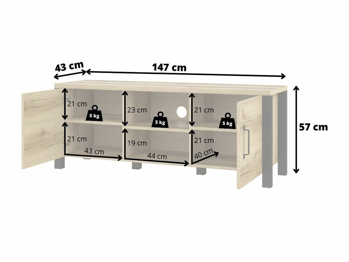 TV stand Tornua 104 (Dark spruce + Matte black)