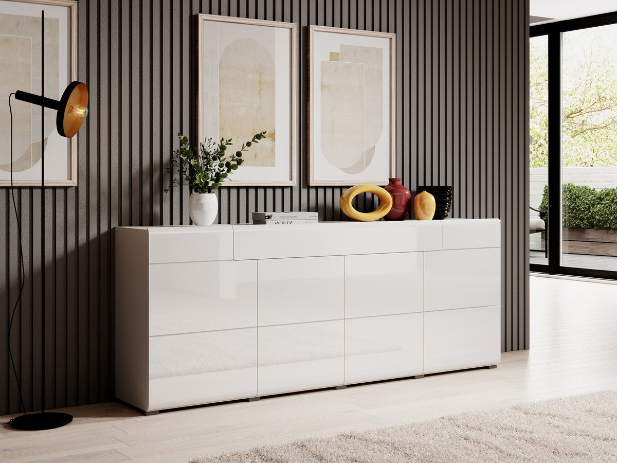 Chest of drawers Torsone 102 (White + Glossy white)