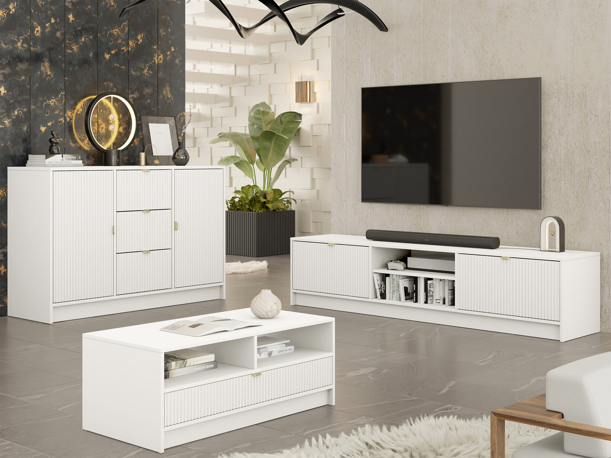 Living room set Comfivo Papilio I (White)