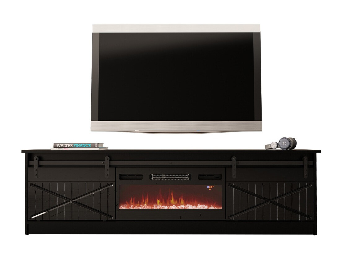 TV stand Charlotte 165 (Black + Glossy black)