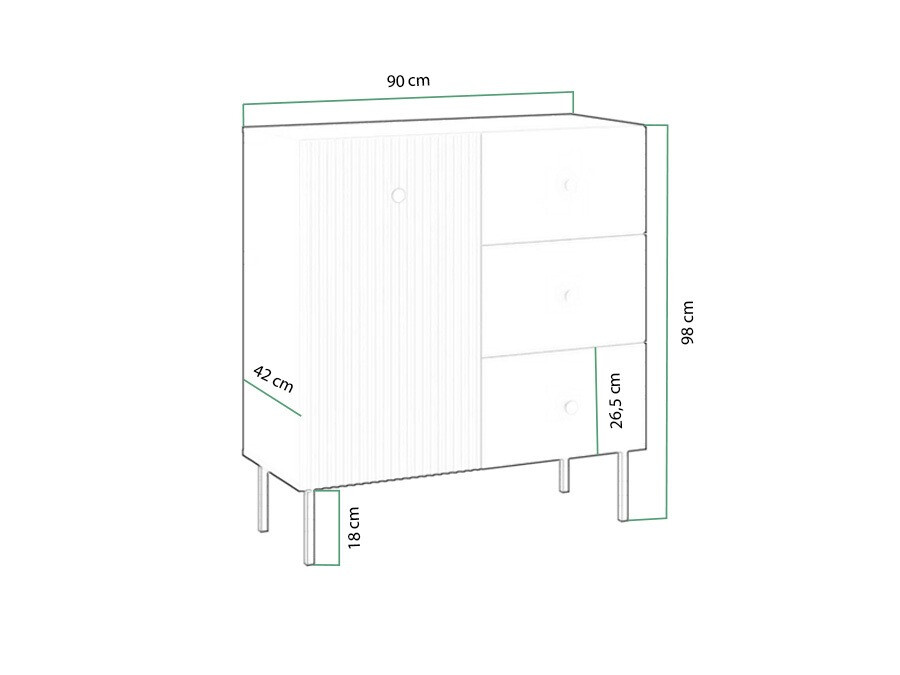 Chest of drawers Etliva 100 (Anthracite)