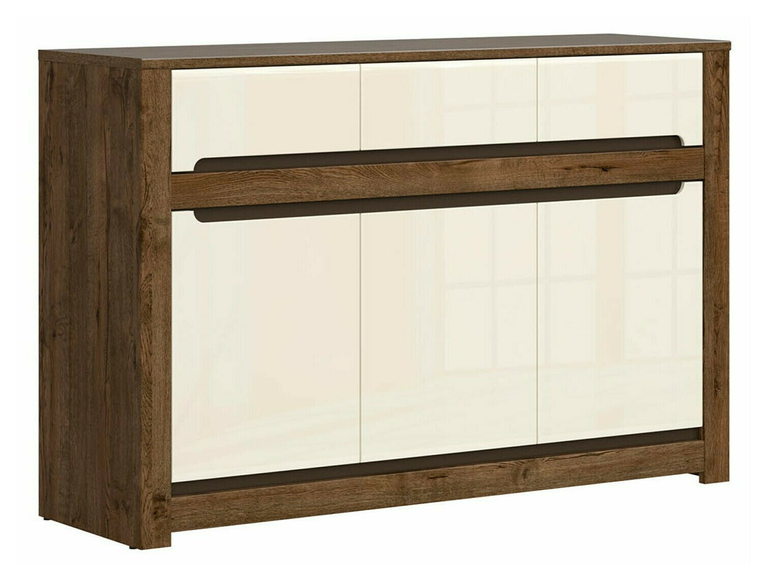 Chest of drawers Ophevaru 101 (Glossy cream + April oak)