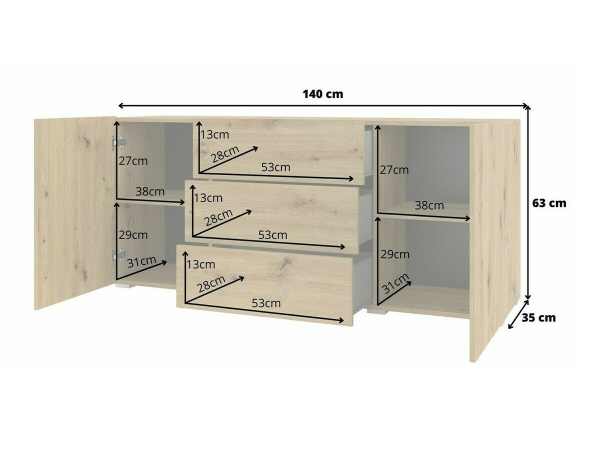 Chest of drawers Revmiru 103 (White + Wotan Oak)