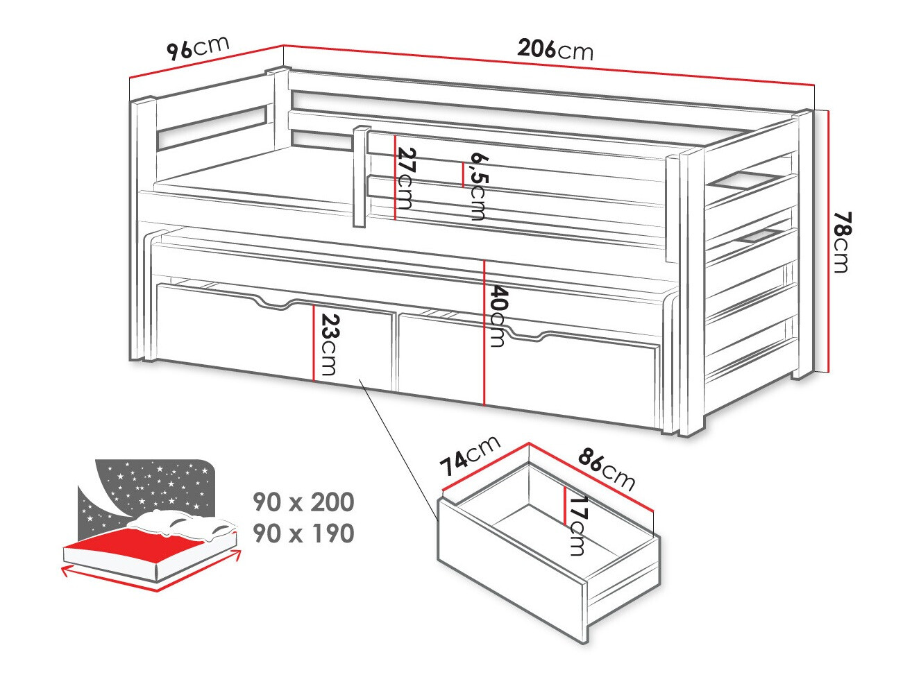 Bed Vista 113 (White)