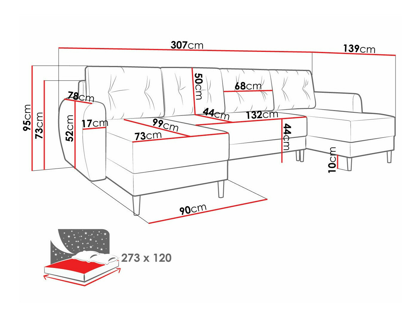 Corner sofa Memphis 140 (Poso 100)