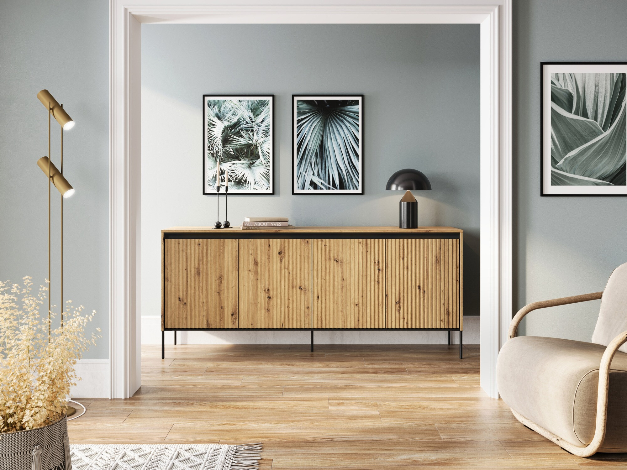 Sideboard Fernolu 103 (Artisan oak + Black)